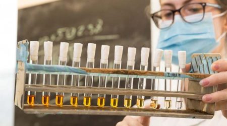 Researcher conducting chemical tests