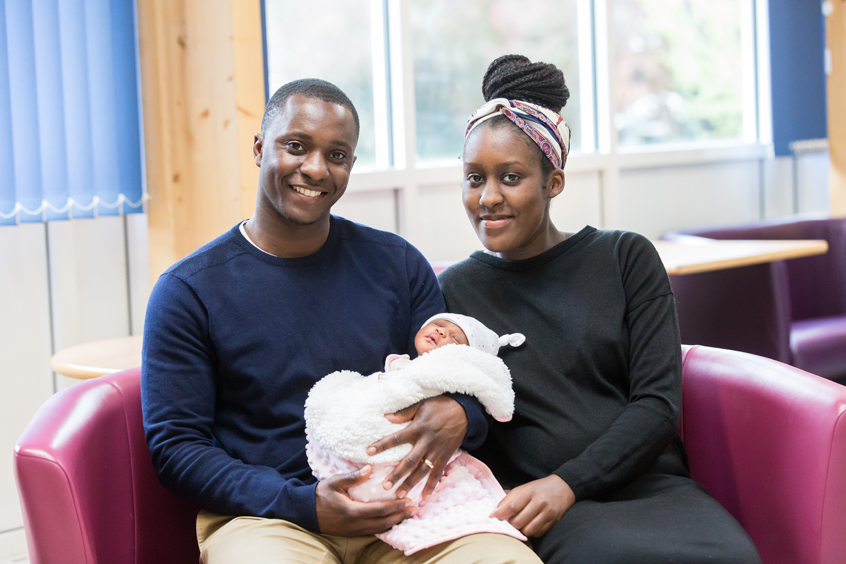 Photo: couple holding newborn baby in Southmead Hospital Charity maternity division