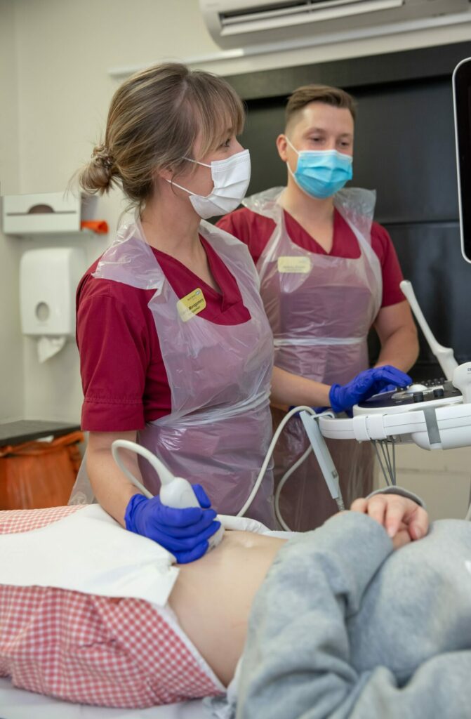 An ultrasound scan taking place